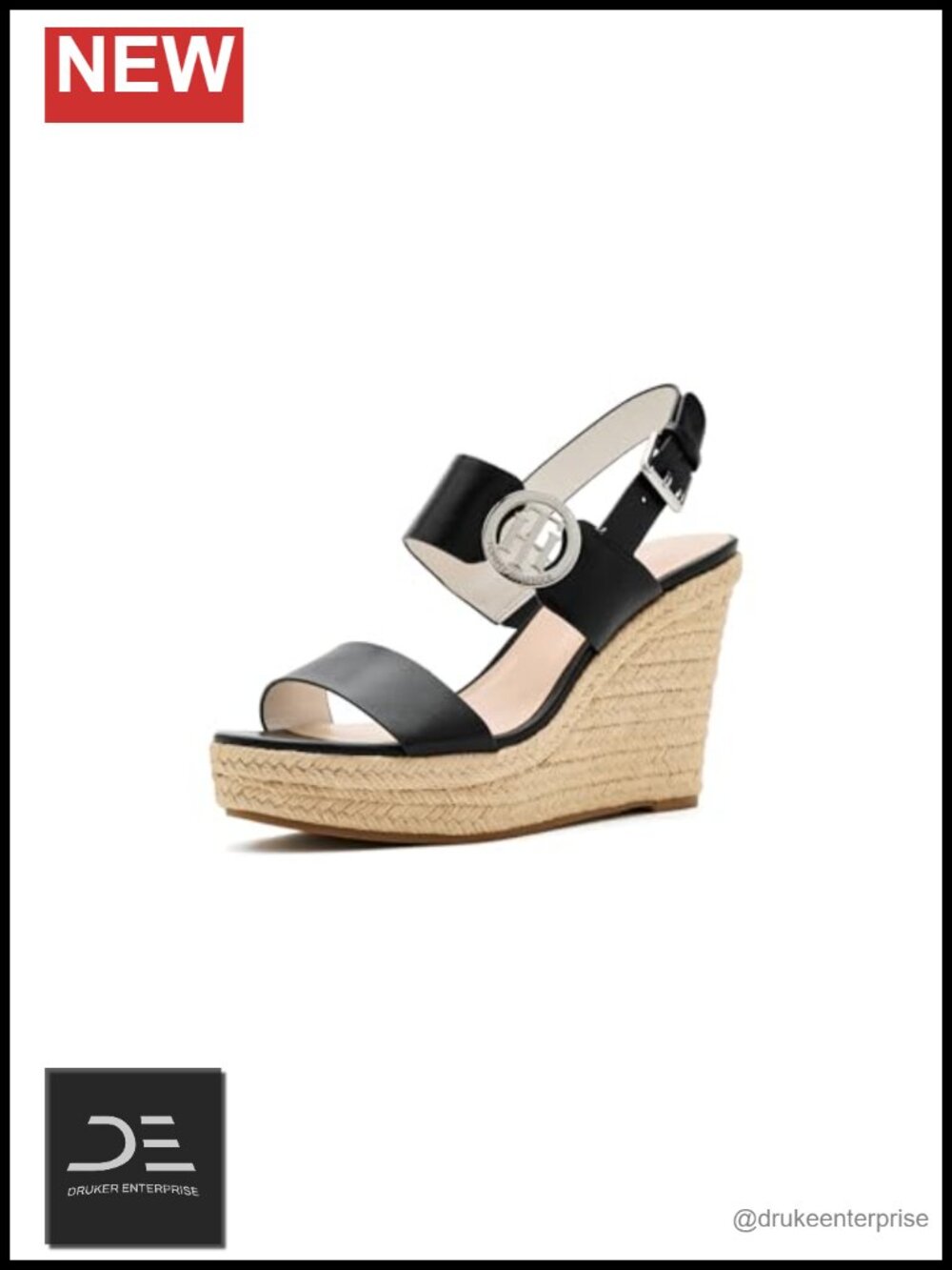 Faux Leather Ankle Strap Wedge Heel Sandals Open Toe